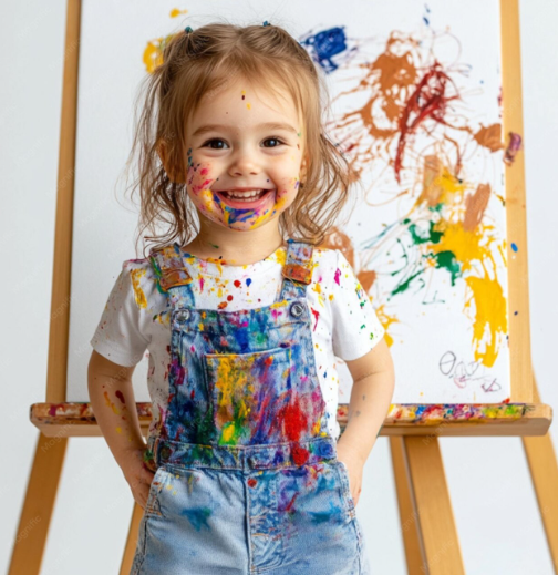 Child student enjoying art class at Varnaalaya